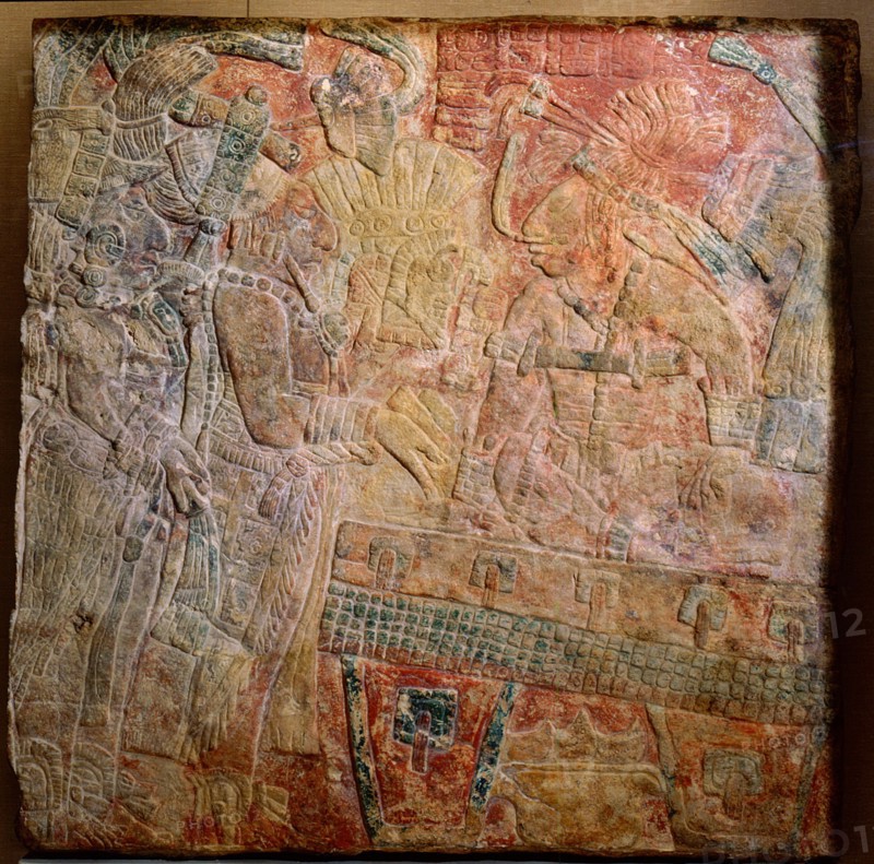 Lintel decorated in relief with an enthroned ruler