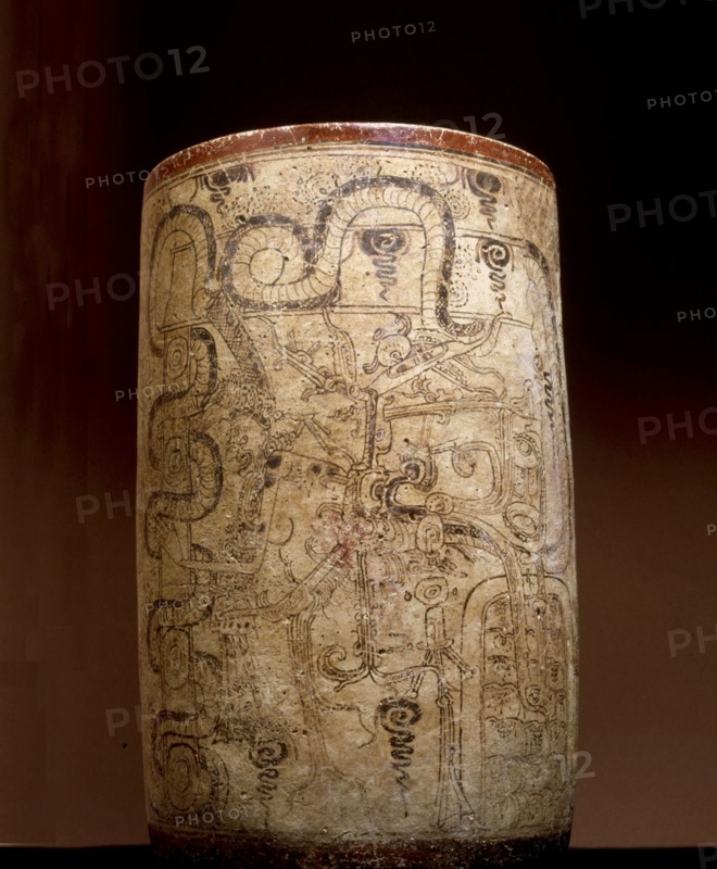 Mayan vessel depicting a series of transformations of the Hero Twin Yax Balam (Xbalanque)