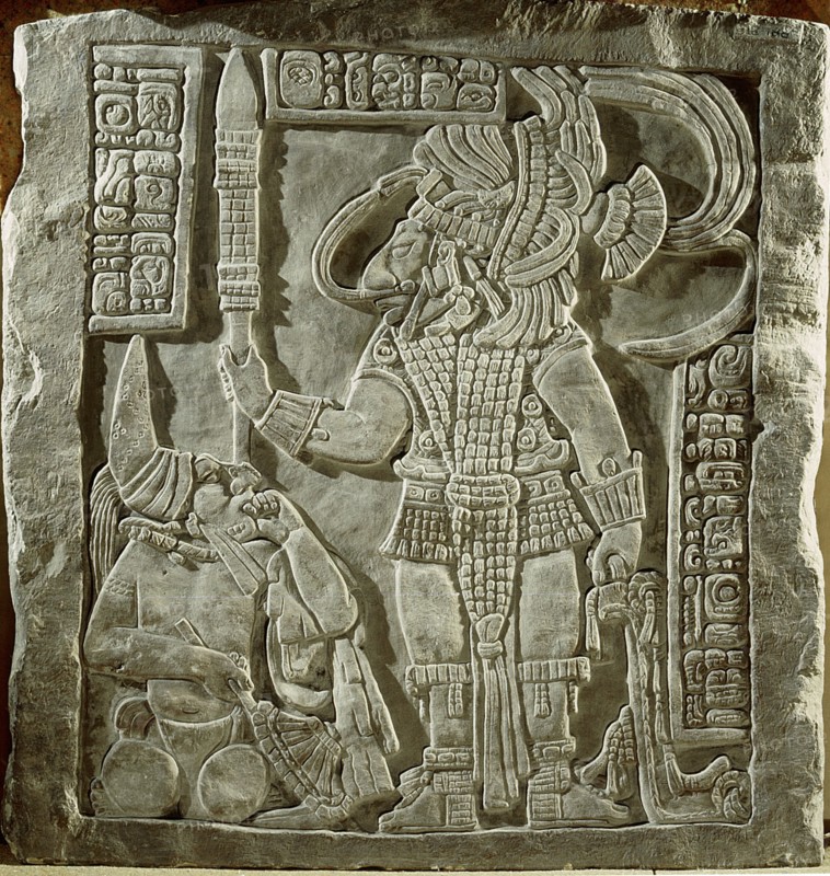 Lintel 16 of Yaxchilan Structure 21, from a series illustrating the accession rituals of the ruler Lord Bird Jaguar