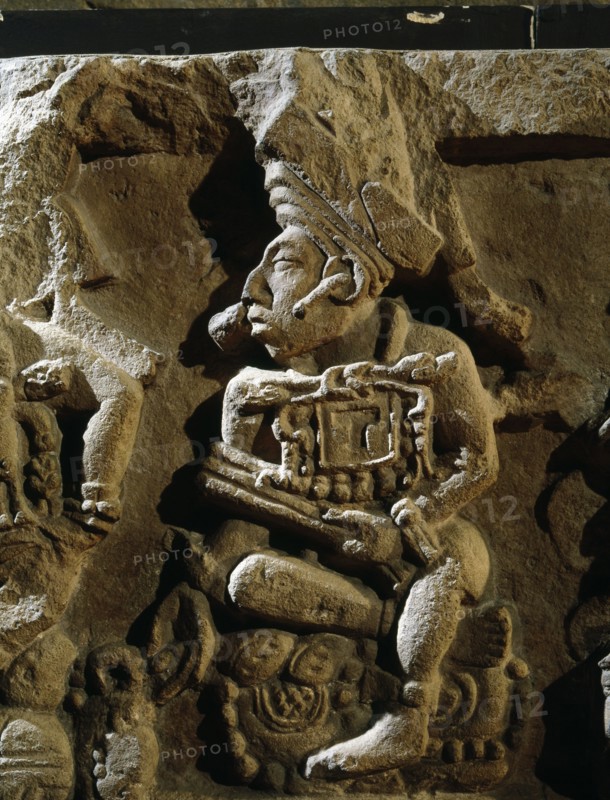 Sculpted bench panel from Temple 11 at Copan
