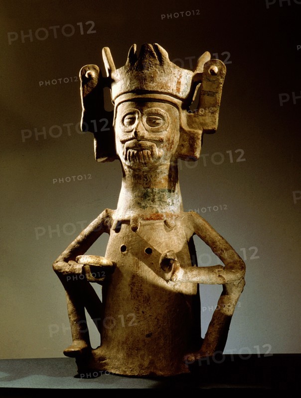 Figure of the powerful rain god, Tlaloc to whom offerings were continually made so that he would send his messengers, the rain clouds and bring fertility
