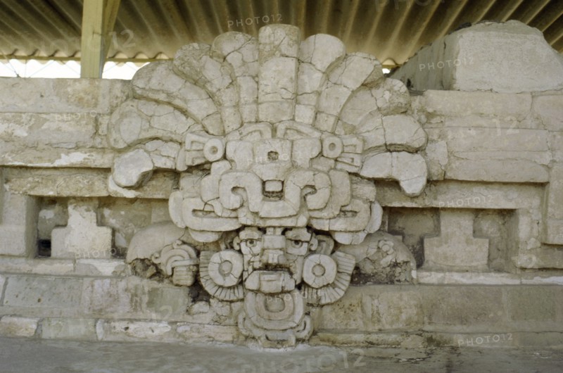 Clay sculptured head of the Zapotec god Cocijo, the rain god