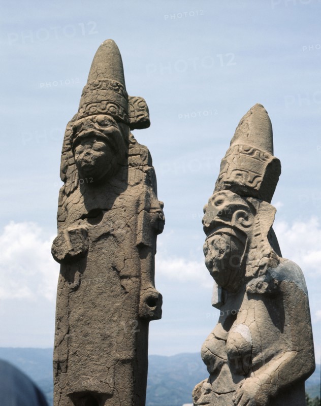 Two stelae representing the sun and the moon