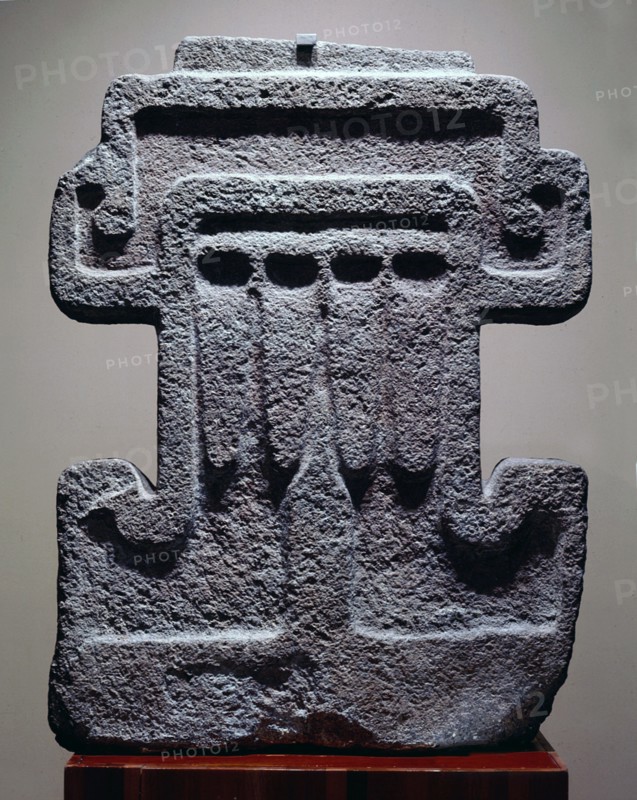Carving of the symbol of Tlaloc, the rain god