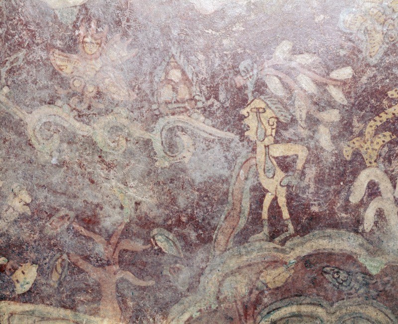 Partly reconstucted wall painting at Tepantitla