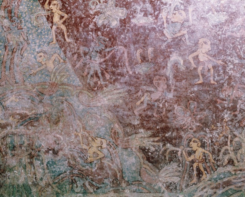 Partly reconstucted wall painting at Tepantitla