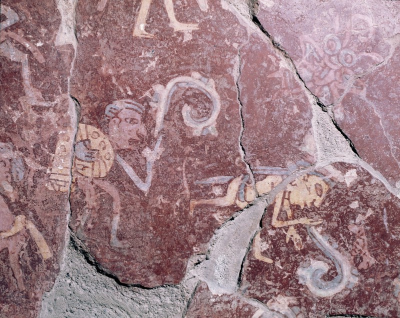 Partly reconstucted wall painting at Tepantitla