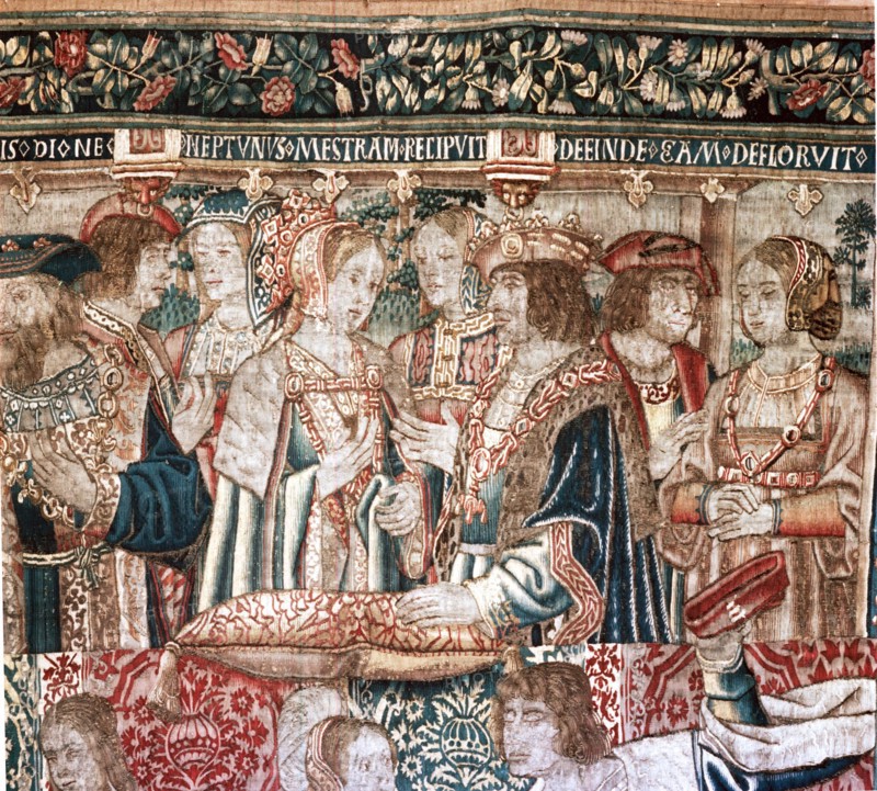 Detail from the tapestry The Wedding of Mestra from the series The Story of Mestra