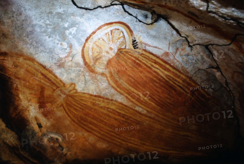 Aboriginal cave painting of a Wadjina