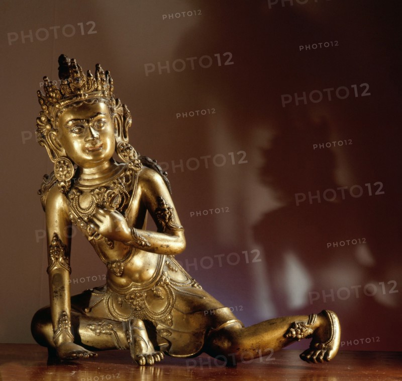 An unusual form of Vajrapani, the celestial Bodhisattva who represents the concentrated power of all Buddhas