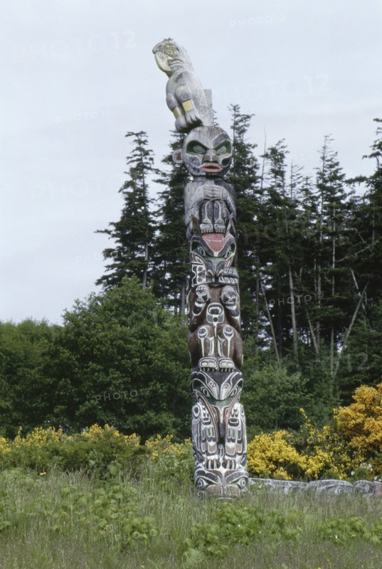 Kwakiutl totem pole from Alert Bay, Vancouver Island, British Columbia
