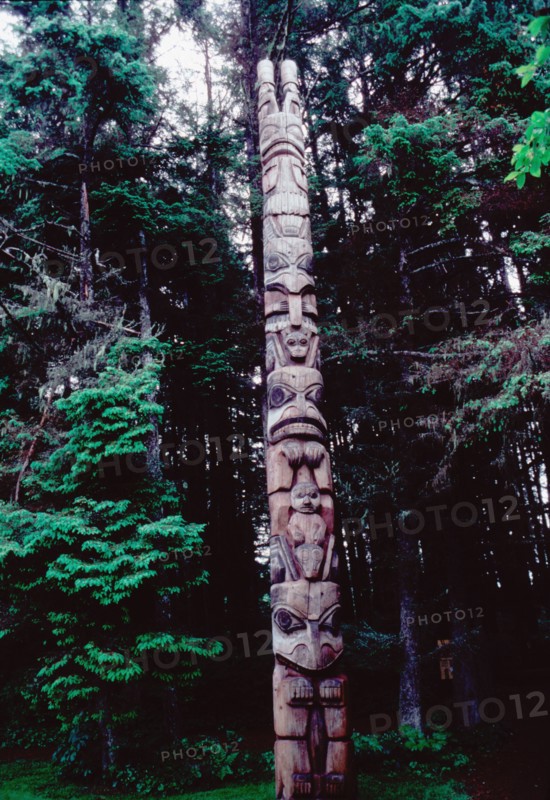 Totem pole belonging to the Yaadaas clan of the Haida