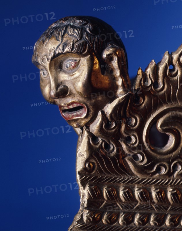 Pedestal to hold a human skull cup, used in offering ritual libations of blood to the gods
