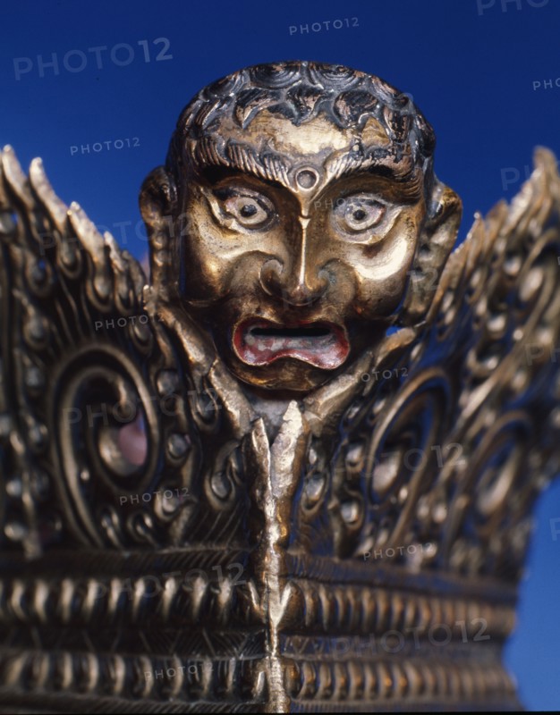 Pedestal to hold a human skull cup, used in offering ritual libations of blood to the gods