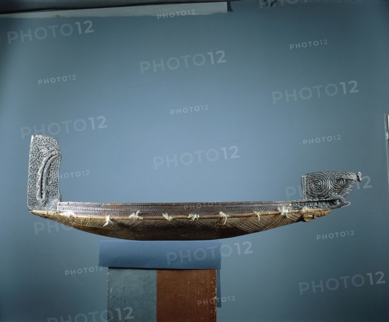 A model war canoe made in the Gisbourne area