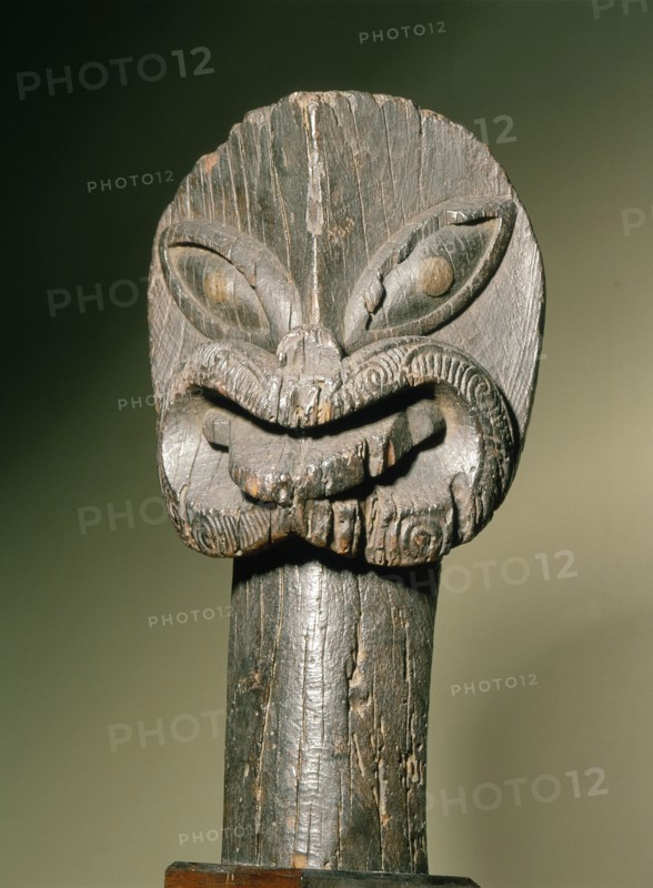 A fine early canoe figurehead, from Tauhiu, Long Beach