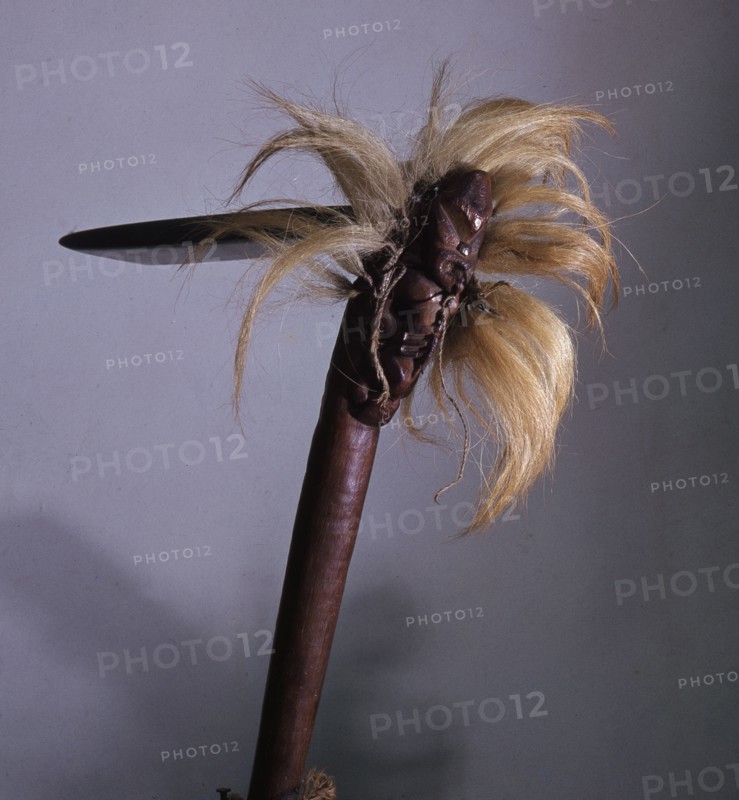 A tokipoutangata, ceremonial chiefs adze, used to invoke the gods while making the first chips of a canoe or house carving