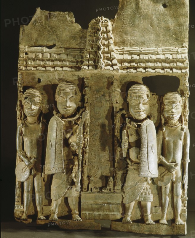 A plaque showing the gateway to the palace of the Oba of Benin
