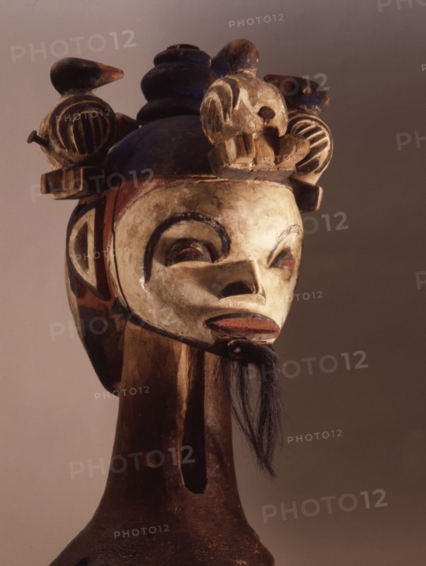 Idoma Janus type dance headdress, known as ungulali after the flute that announces it, performs at major funerals and for entertainments