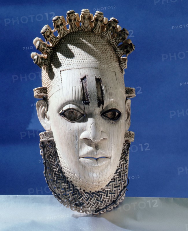 An ornamental mask which formed part of the regalia of the Benin king (Oba)