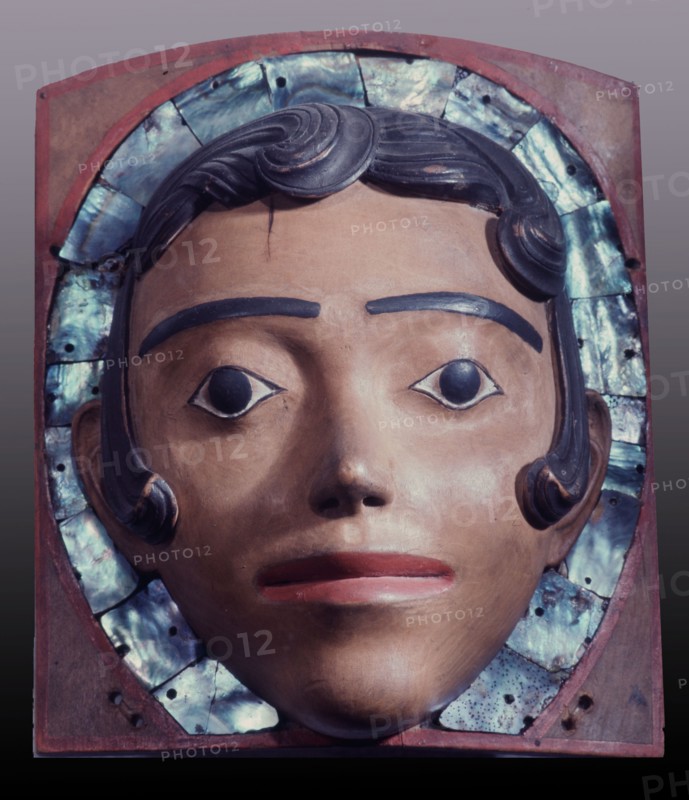 A dance headdress representing a spirit, possibly of a white woman