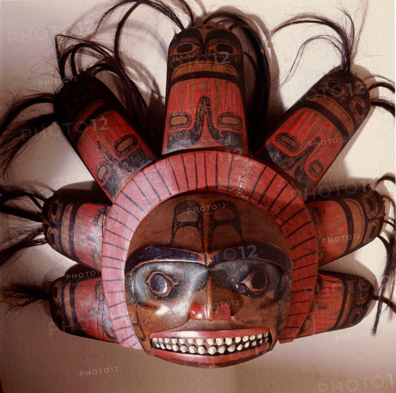 Chiefs ceremonial crest headdress representing the sun