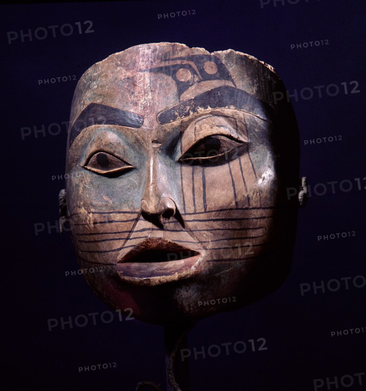 Mask representing the face of an old womans spirit