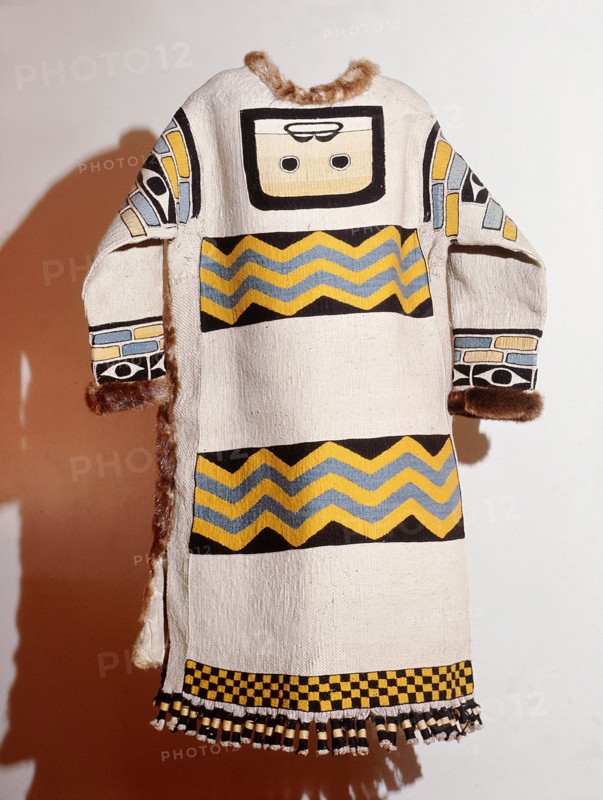 Chilkat robe with fur trim