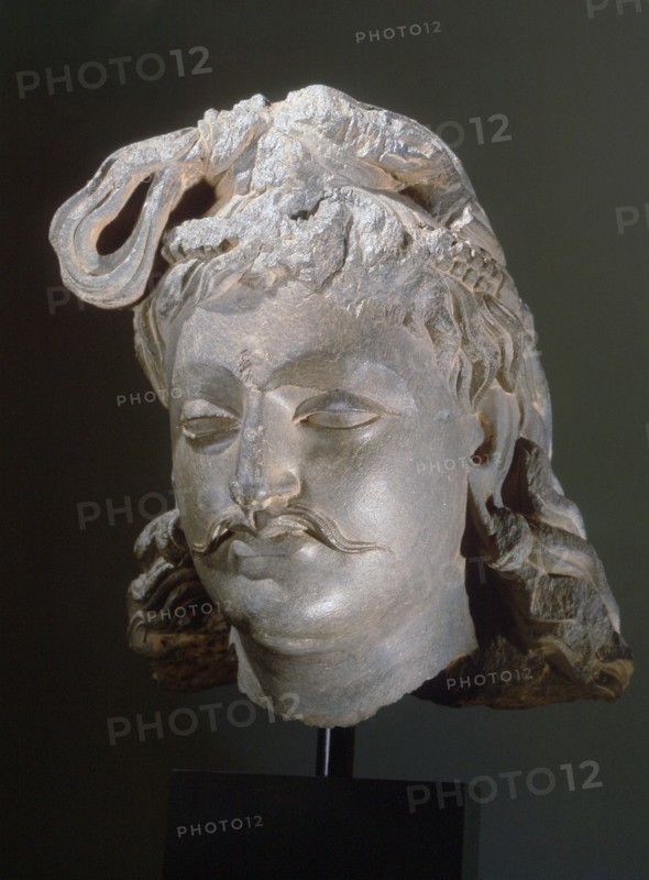 Head of Bodhisattva Maitreya, the Buddha of the Future, part of a triptych