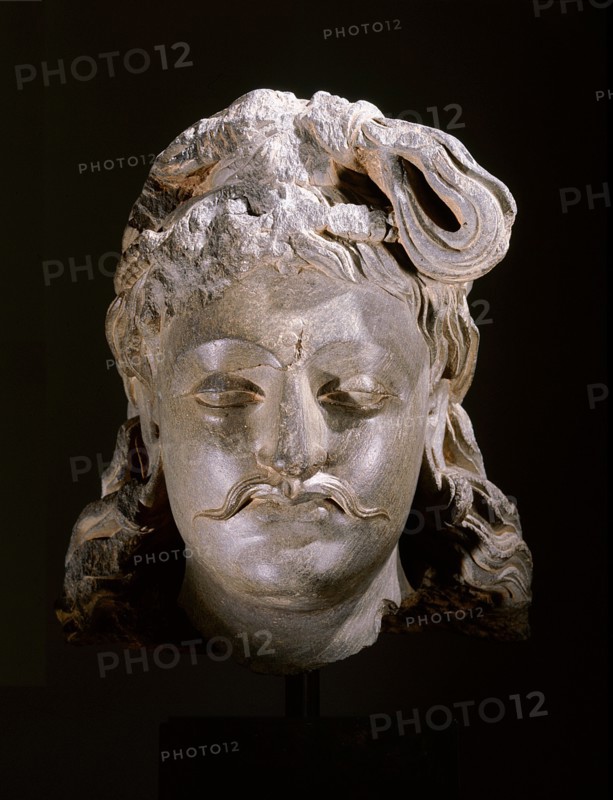 Head of Bodhisattva Maitreya, the Buddha of the Future, part of a triptych