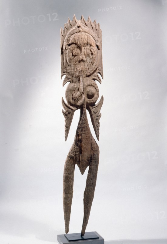 Stylised low relief figure of a female spirit, from a mens meeting house at Inyai village