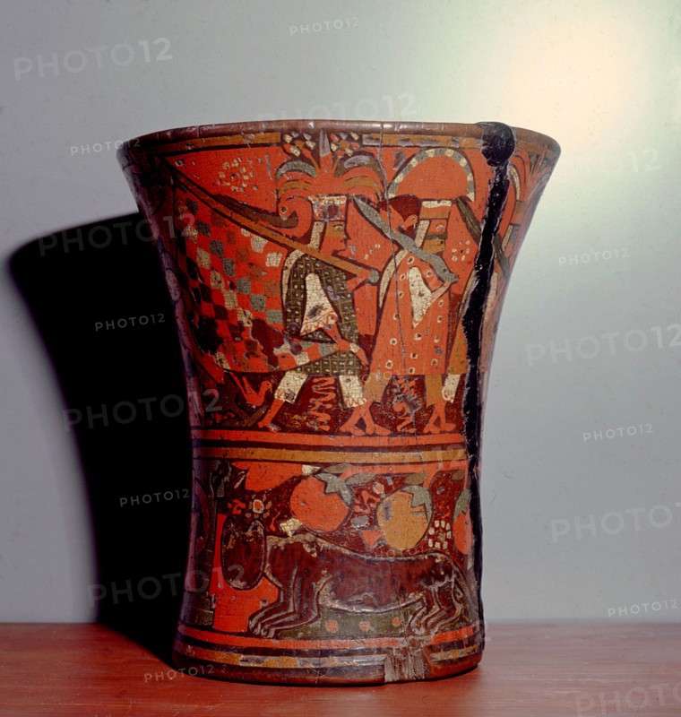 A ritual drinking vessel known as a kero