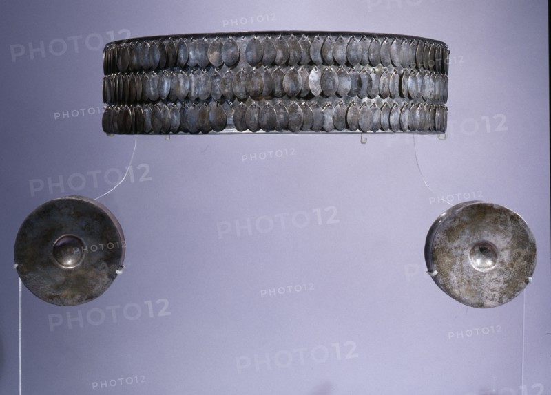 Silver crown with three rows of dangles complete with ear ornaments