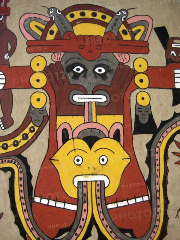 Reconstructed Nazca mural depicting an anthropomorphic mythological being