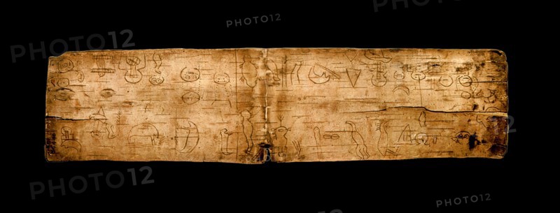 Birch bark picture record of a sacred song, probably part of the ritual of the Midewiwin shamanistic curing society
