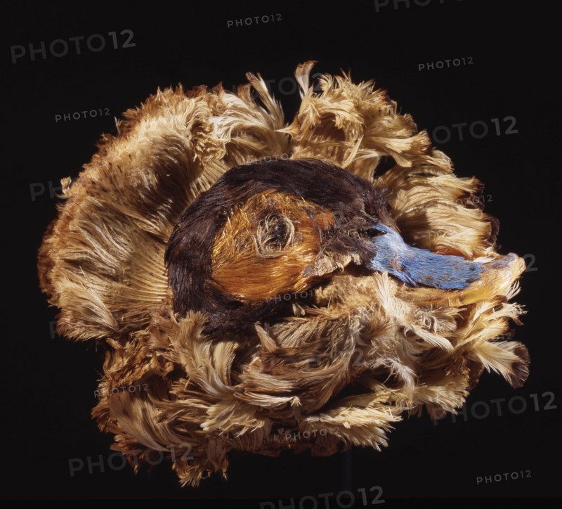 Ornament made of feathers to represent a mallard duck