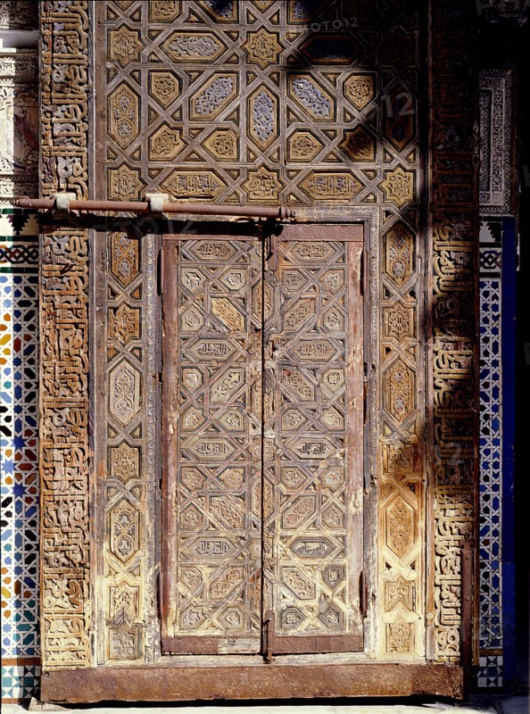 One of a series of elaborately carved double doors in the Court of the Maidens at the Alcazar, Seville