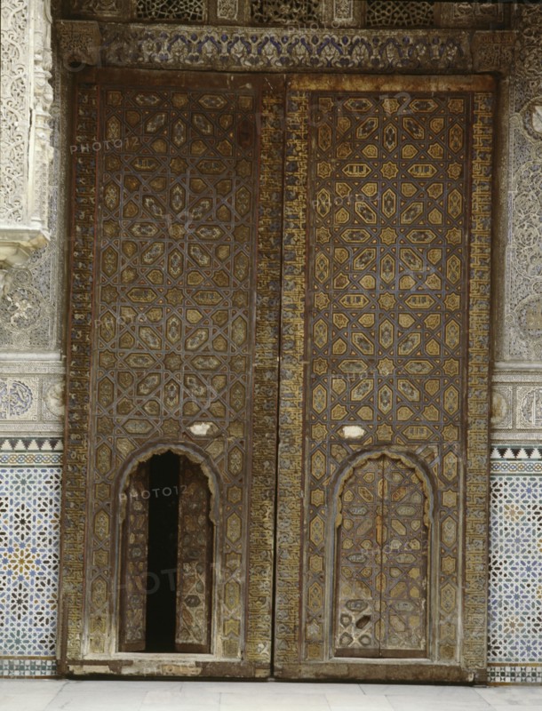 One of a series of elaborately carved double doors in the Court of the Maidens at the Alcazar, Seville