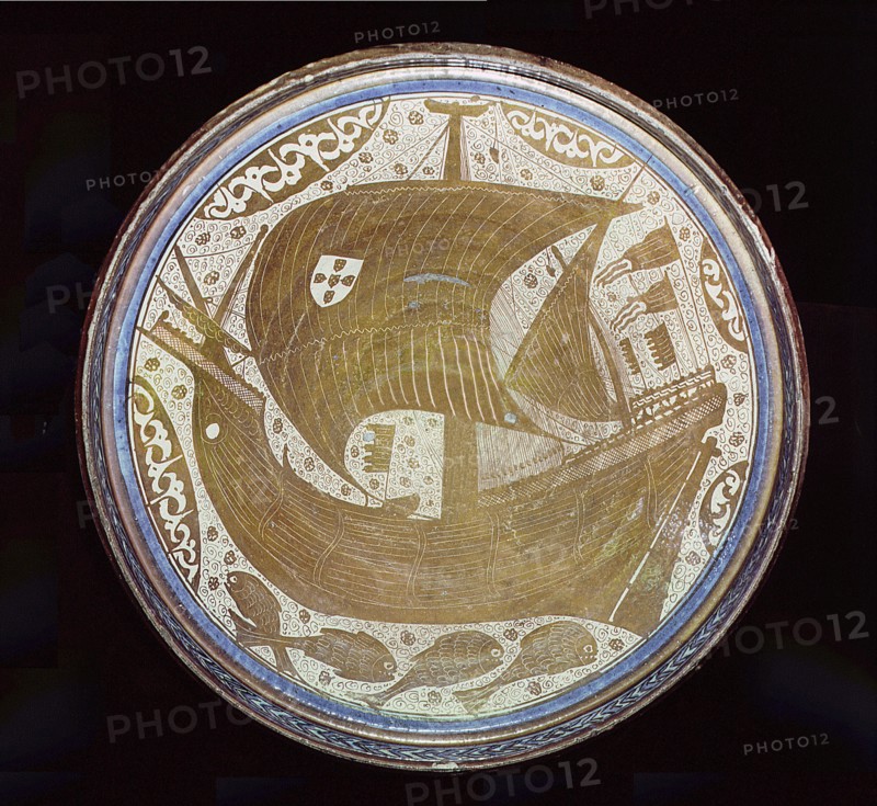 A porcelain lustreware bowl made by Mudejar potters of Manises, Valencia for Christians
