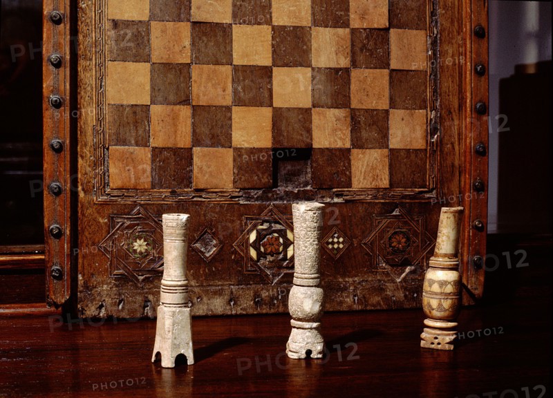Chess pieces and a board