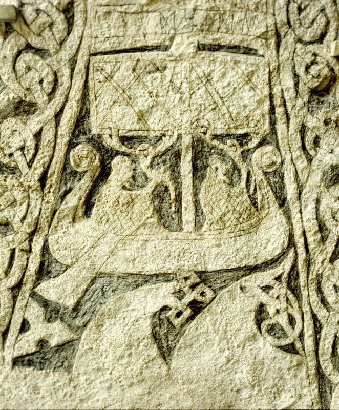 Detail of a carved funerary stone
