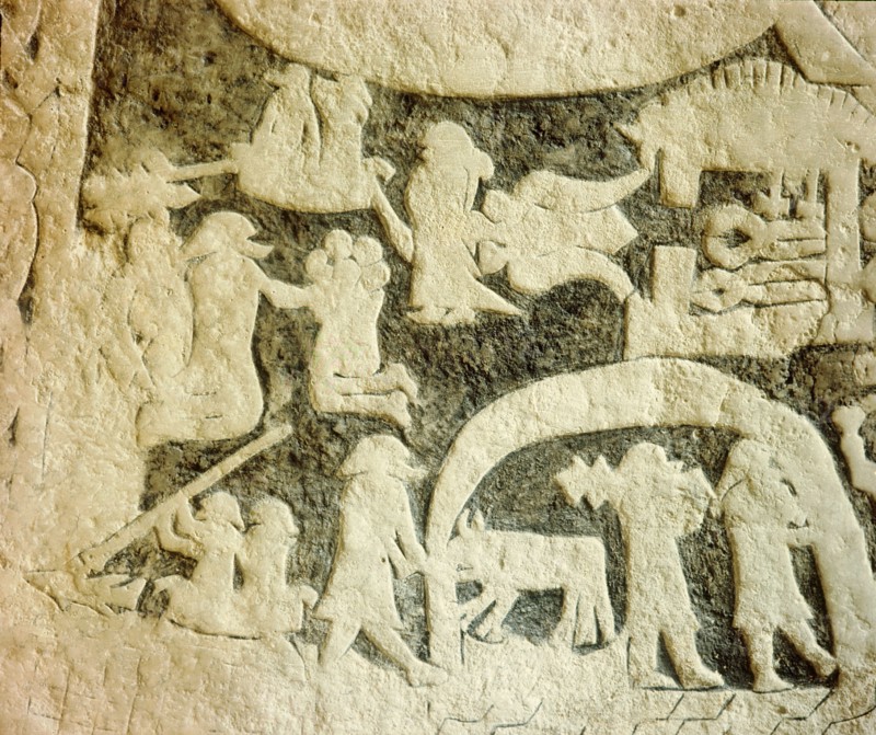 Detail of a carved funerary stone