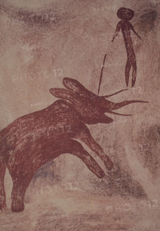 Later Stone Age rock painting interpreted by recent scholars as recording a shamanistic trance dance known as simbo