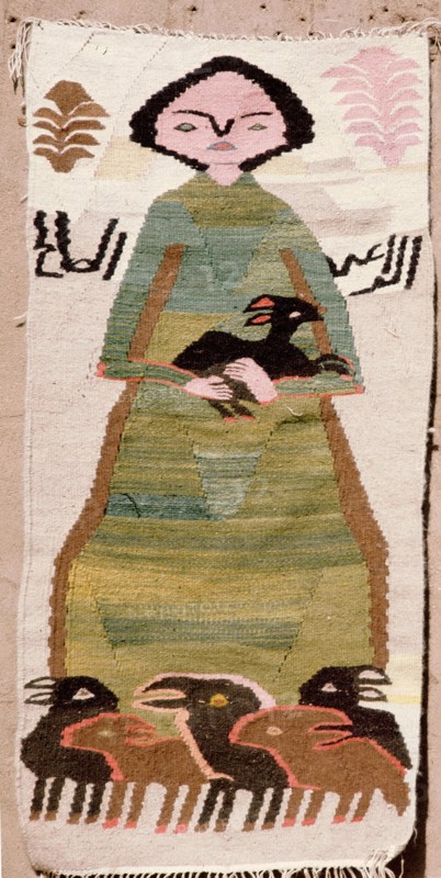 Wool tapestry of religious subject by Miriam Hermina (born 1936), a Coptic weaver and one of the first children to come to the school in old Cairo