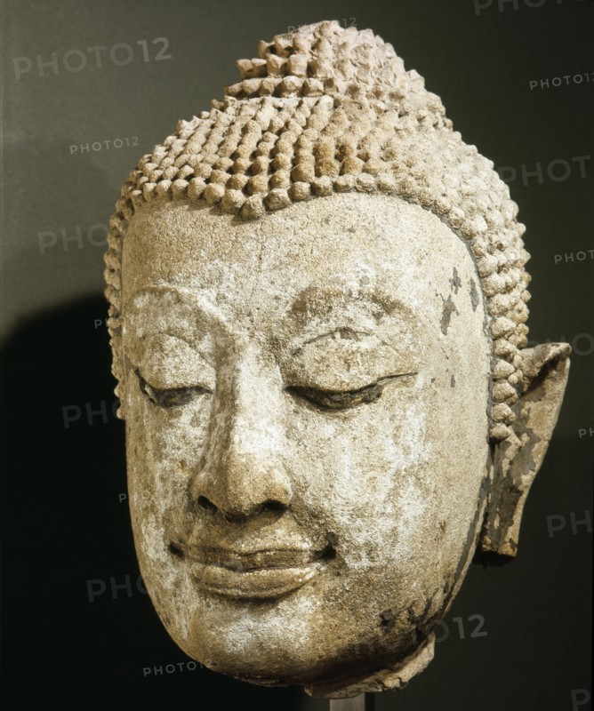 A head of a Buddha in the style of the Ayuthya School