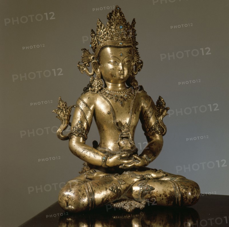 A statue of a Bodhisattva, one of those who undertakes to attain Nirvana, but who renounces it in order to help people on earth reach the same spiritual level