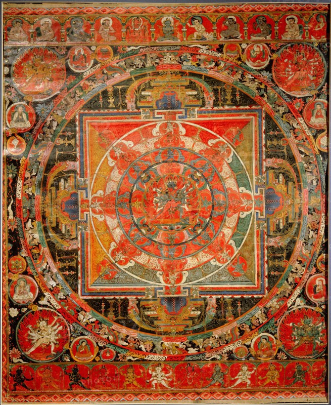 Thang ka depicting a mandala, used as an instrument of meditation