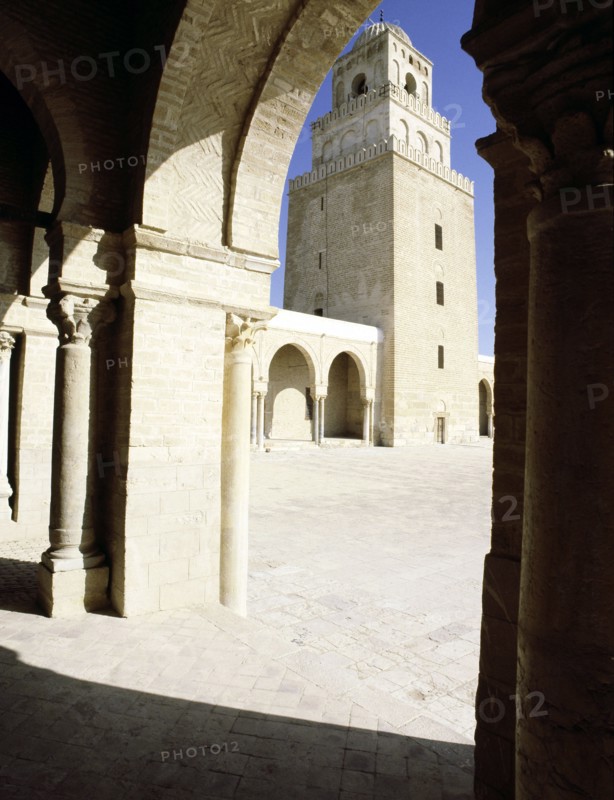 The Great Mosque at Kairouan, one of the oldest Islamic buildings and the first important one in North Africa