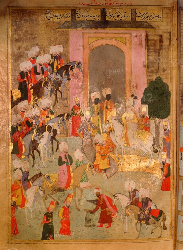Page from the Sahansahname, a chronicle of Ottoman Sultans, written by Loqman, probably illustrated by Nakkas Osman