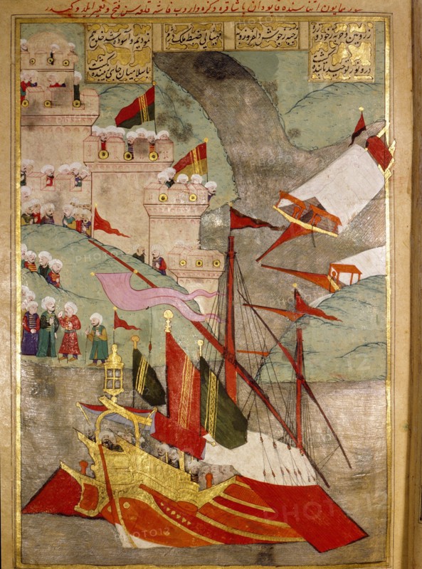 Page from the Sahansahname, a chronicle of Ottoman Sultans, written by Loqman, probably illustrated by Nakkas Osman